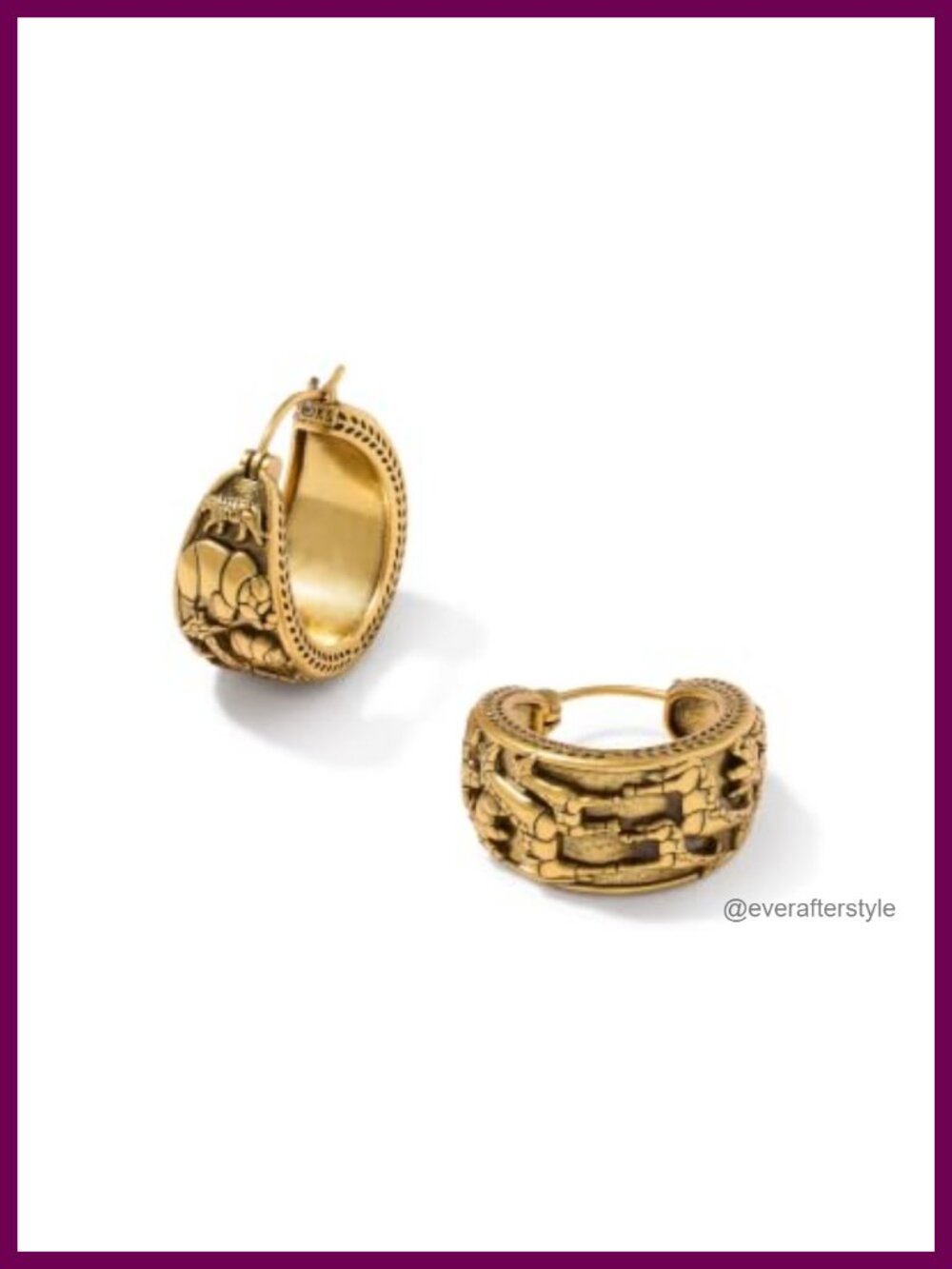 Gold Plated Hoop Earrings Animal Motif Vintage Style